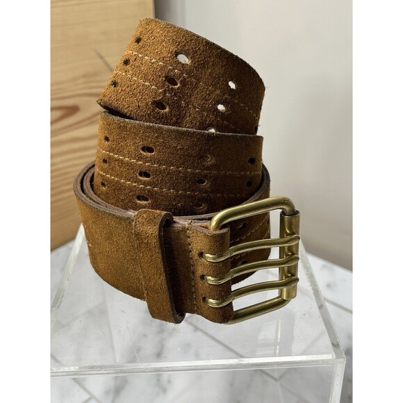 Wide Gap VTG Suede Leather Womens Boho Gypsy Belt XS 24"~ 33" Made In England - Picture 4 of 8